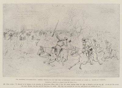 The Matabili Insurrection, Rebels trying to cut off the Government-House Picket on 25 April, Death of Parsons by Melton Prior